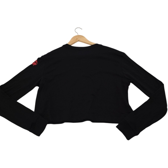 Nike Cotton Long Sleeve Crop Tee Loose Fit Georgia Bulldogs NCAA Black Womens Sm - Picture 7 of 9